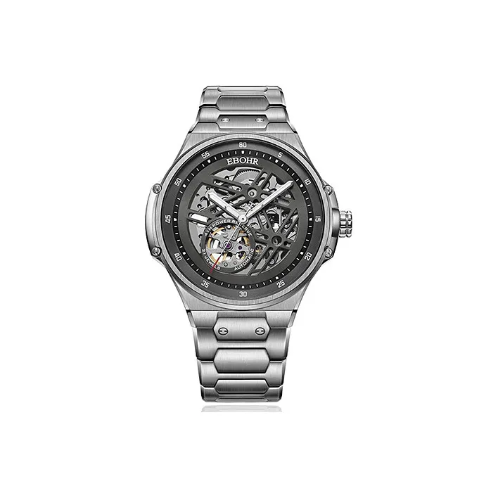 EBOHR Explorer Collection Mechanical Movement Stainless Steel Strap Watch Men's Watches Black Dial 21011216-0