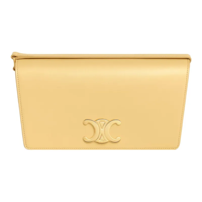 CELINE Shiny Cow Leather Envelope Bag Portable Crossbody Bag Shoulder Bag Women's Yellow-0