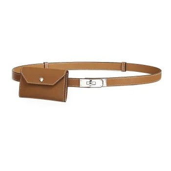 HERMES Kelly Leather Belts Women's Brown