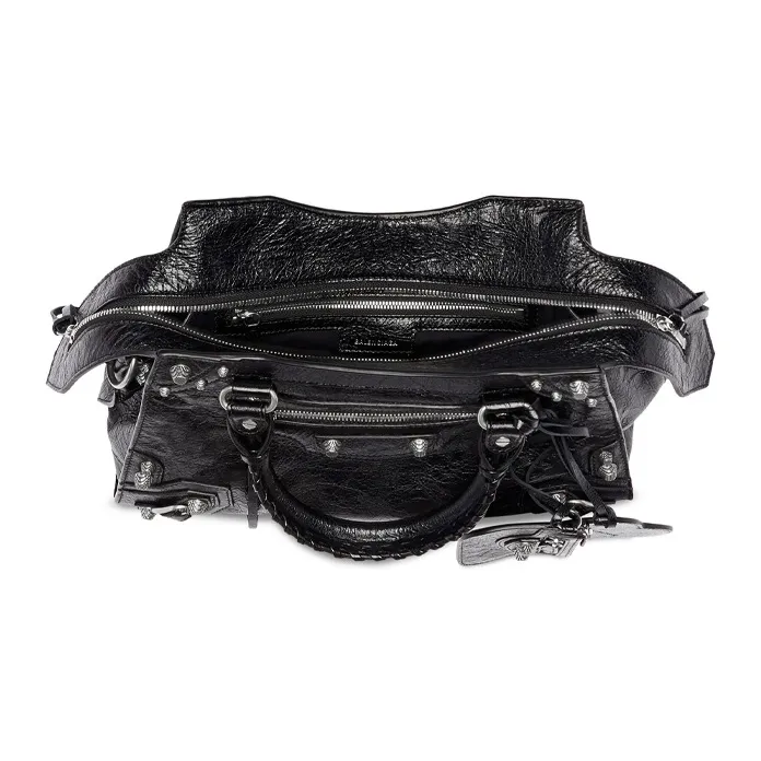 Balenciaga Neo Cagole City Fine Grained Sheepskin Handbag Trumpets Women's Black-4