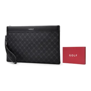 GOLF PVC Card Holder Wallet Handheld Shoulder Bag Clutch Large Size Men's Black