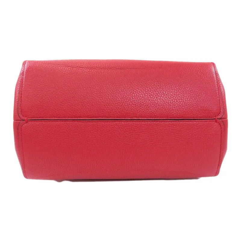 COACH Charlie Leather With Coated Canvas Bucket Bag Handbag Shoulder Bag Crossbody Bag Medium Size Women's Red-3