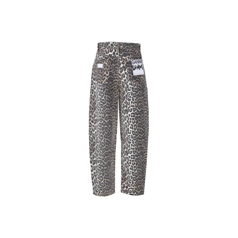 GANNI Leopard Print High Waisted Tapered Jeans-1