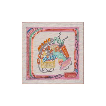 HERMES Chevaloscope Neon Pointille Silk Scarves Women's