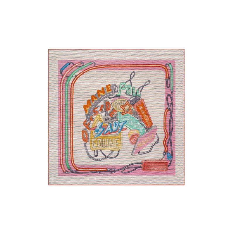 HERMES Chevaloscope Neon Pointille Silk Scarves Women's-0