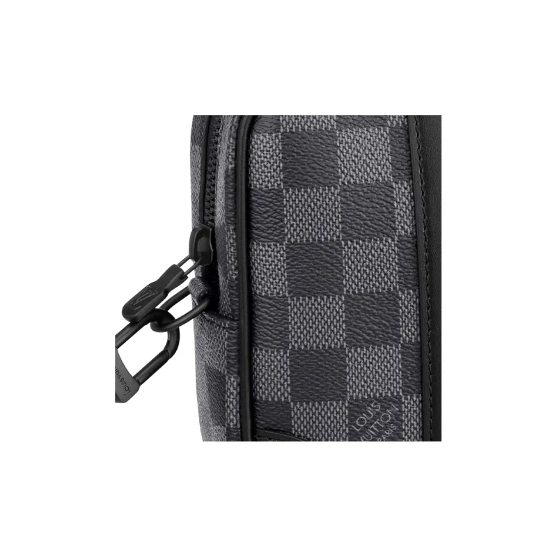 LOUIS VUITTON Graphite Canvas With Leather Clutch Men's Black/Gray-4