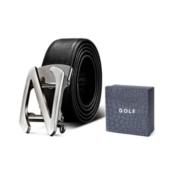 GOLF Cow Split Leather Automatic Buckle Belt Men's Black 3.5cm