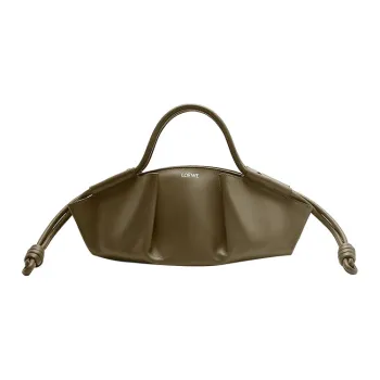 LOEWE Bright Nappa Cow Leather Dumpling Bag, Shoulder Bag, Crossbody Bag, Handbag Small Size Women's Dark Khaki Green