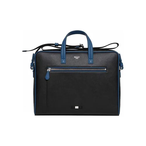 BALLY Cow Leather Portable Crossbody Bag Shoulder Bag Large Size Men's Black