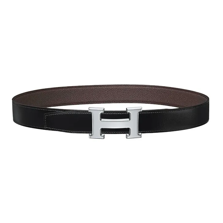 HERMES Constance Leather Belts Men Black/Chocolate Box-1