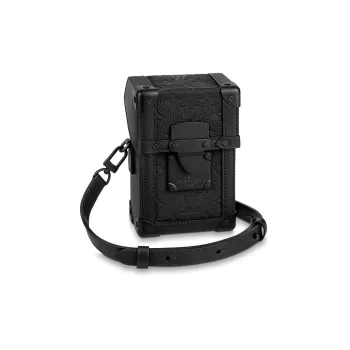 LOUIS VUITTON Trunk Vertical Leather Cow Leather Patchwork Trim Shoulder Bag Crossbody Bag Regular Men's Black