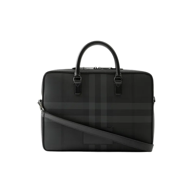 Burberry Calfskin Embellishment Handbag Shoulder Bag Crossbody Bag Briefcases Men's Charcoal Black-2
