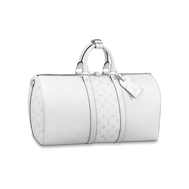 LOUIS VUITTON Keepall Bandouliere 50 Monogram/Taiga Optic White-1