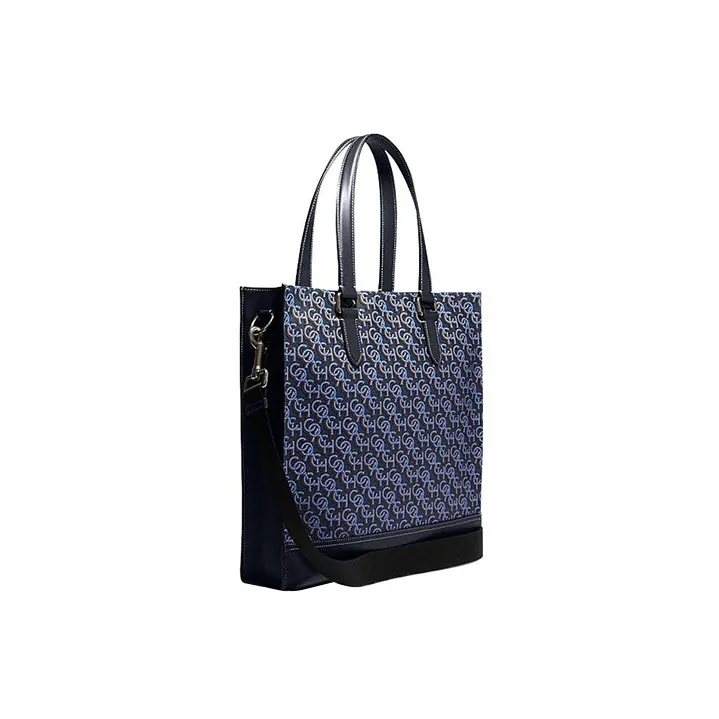 COACH Graham Cow Leather Tote Bag Shopping Bag Shoulder Bag Crossbody Bag Handbag Large Size Women's Black Blue-1