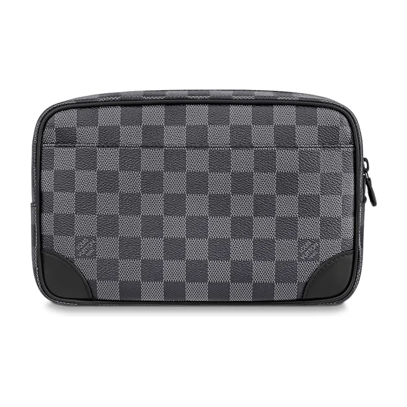 LOUIS VUITTON Graphite Canvas With Leather Clutch Men's Black/Gray-2