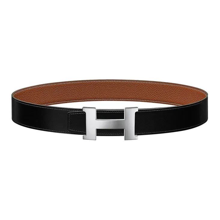 HERMES Constance Leather Belts Unisex Black/Brown Box-0