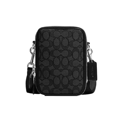 COACH Stanton Fabric With Cow Leather Shoulder Bag Crossbody Bag Men's Black
