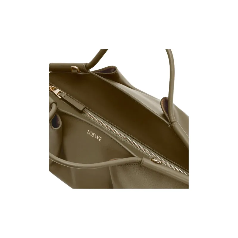 LOEWE Bright Nappa Cow Leather Dumpling Bag, Shoulder Bag, Crossbody Bag, Handbag Trumpets Women's Dark Khaki Green-5