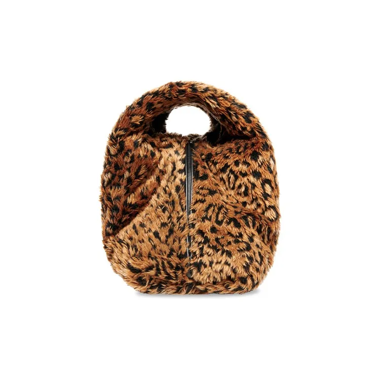 Balenciaga Faux Fur Clutch Medium Size Women's Brown/Black-3