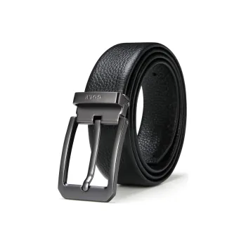 GOLF Top Grain Cow Leather Pin Buckle Belt Men's Black 3.65cm Wide