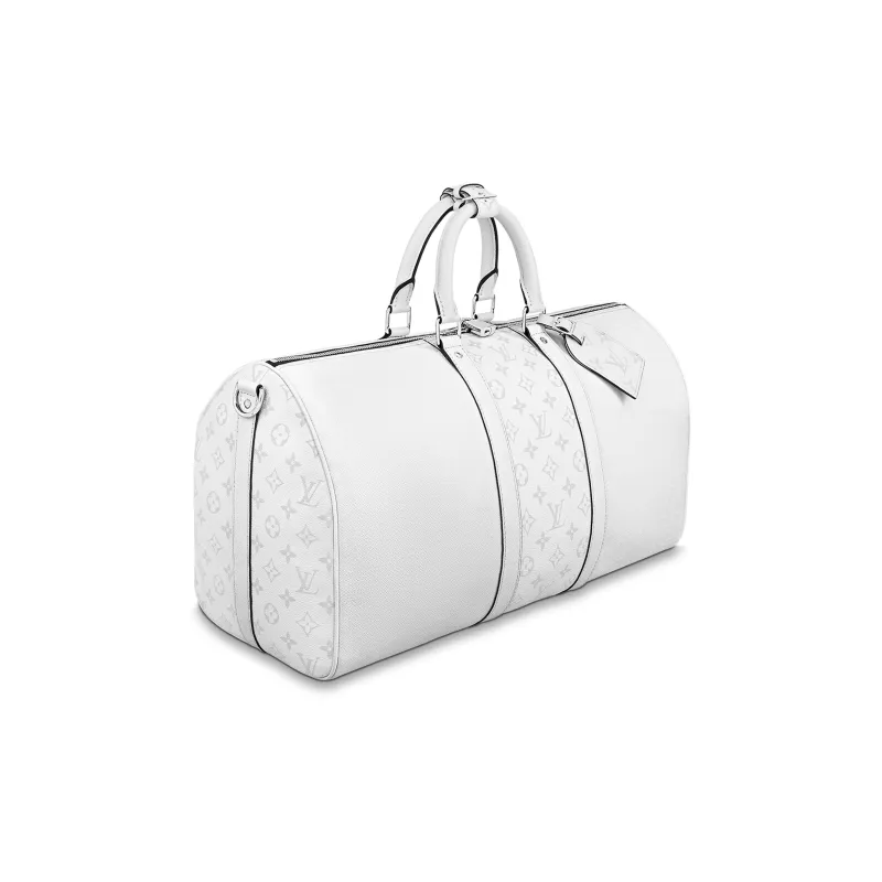 LOUIS VUITTON Keepall Bandouliere 50 Monogram/Taiga Optic White-2