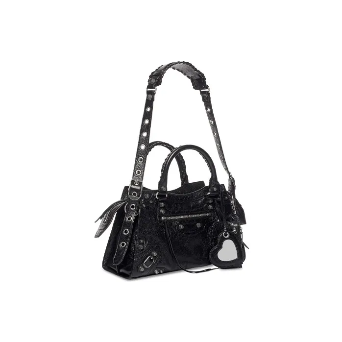 Balenciaga Neo Cagole City Fine Grained Sheepskin Handbag Trumpets Women's Black-1