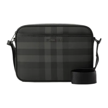 Burberry Calfskin Decoration Shoulder Bag, Crossbody Bag Regular Men's Charcoal Black
