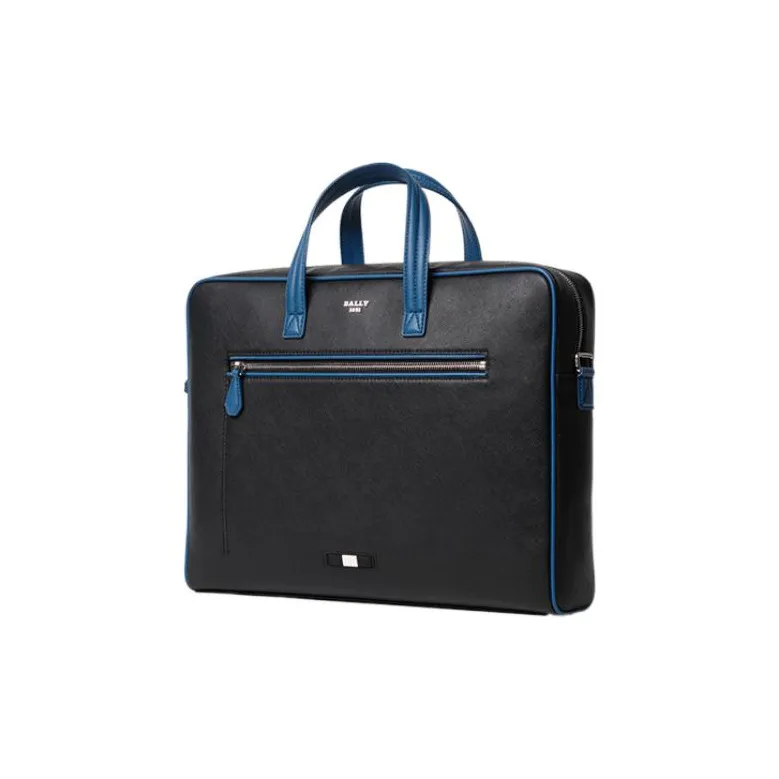 BALLY Cow Leather Portable Crossbody Bag Shoulder Bag Large Size Men's Black-2