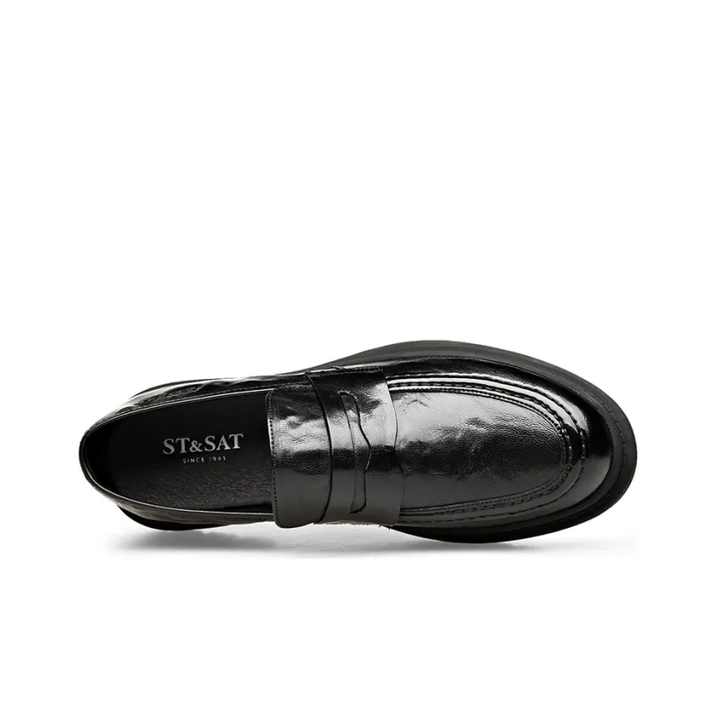 ST&SAT Business Leather Shoes Men's Casual Shoes Men's Black-2