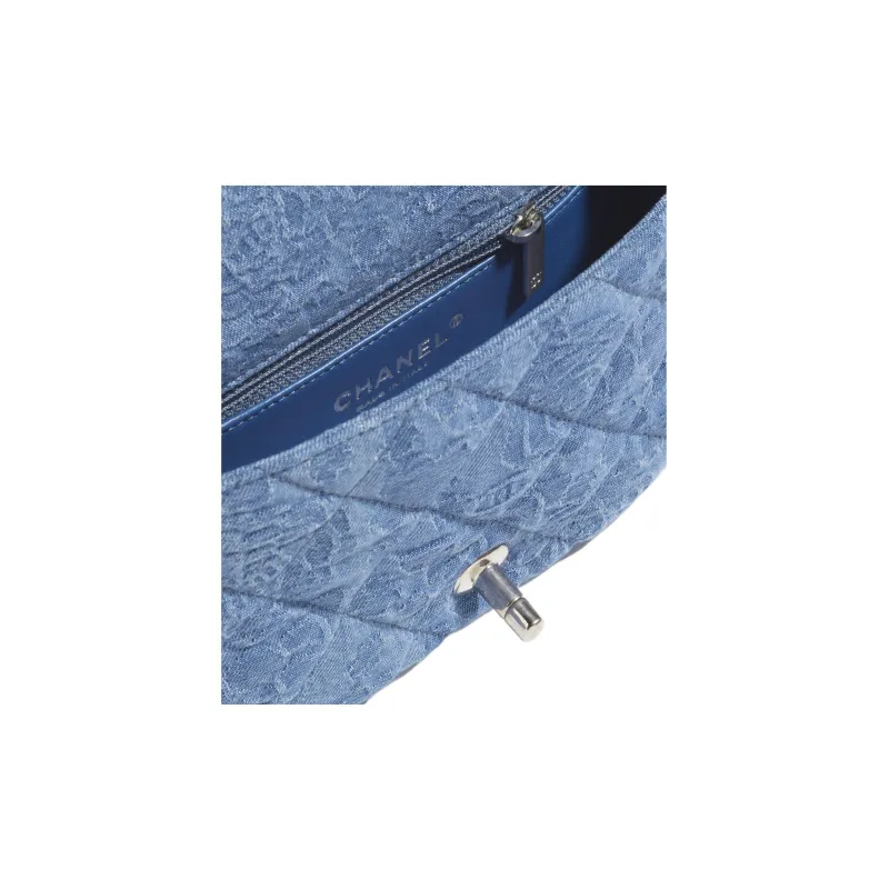 CHANEL 23P SS Denim Mini Square Flap Bag, Flap Bag, Shoulder Bag, Crossbody Bag Medium Size Women's Washed Blue-2