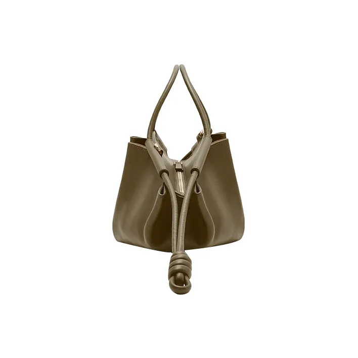 LOEWE Bright Nappa Cow Leather Dumpling Bag, Shoulder Bag, Crossbody Bag, Handbag Trumpets Women's Dark Khaki Green-3