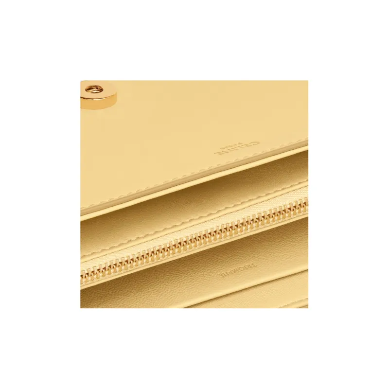 CELINE Shiny Cow Leather Envelope Bag Portable Crossbody Bag Shoulder Bag Women's Yellow-4