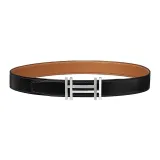 HERMES Leather Belts Men Black Gold-Box