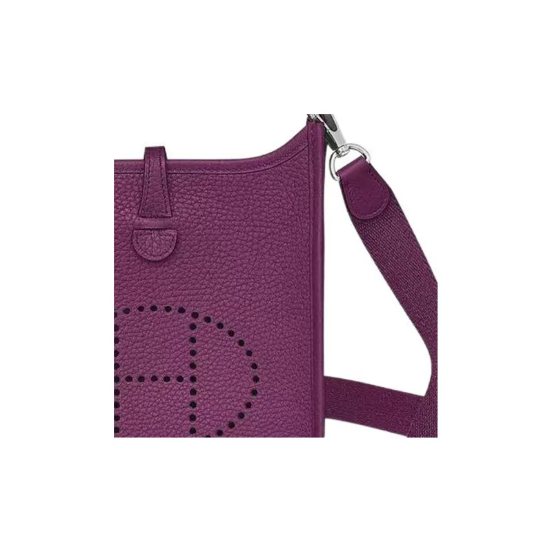HERMES Evelyne Clemence Leather Shoulder Bag Crossbody Bag Mini Women's Sea Cucumber Purple-3