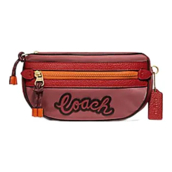 COACH Leather With Nylon One Shoulder Crossbody Fanny Pack Women's Rouge Red
