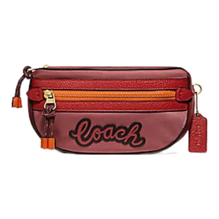 COACH Leather With Nylon One Shoulder Crossbody Fanny Pack Women's Rouge Red-0