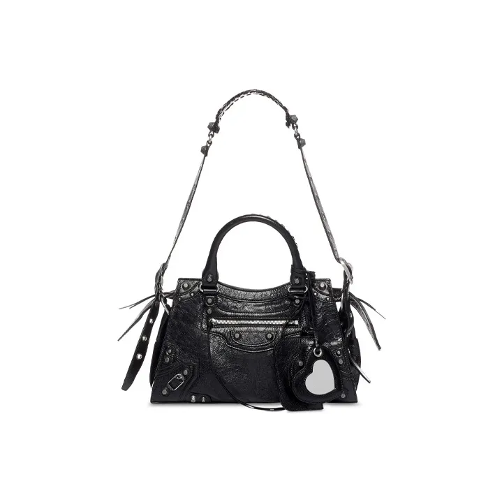Balenciaga Neo Cagole City Fine Grained Sheepskin Handbag Trumpets Women's Black-0