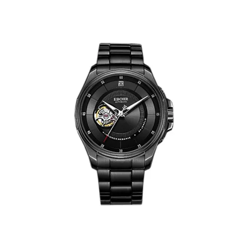 EBOHR Explorer Collection Mechanical Movement Stainless Steel Strap Watch Men's Watches Black Dial 19108216