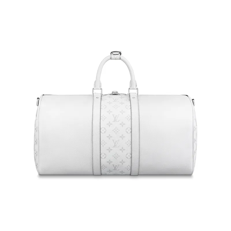 LOUIS VUITTON Keepall Bandouliere 50 Monogram/Taiga Optic White-3
