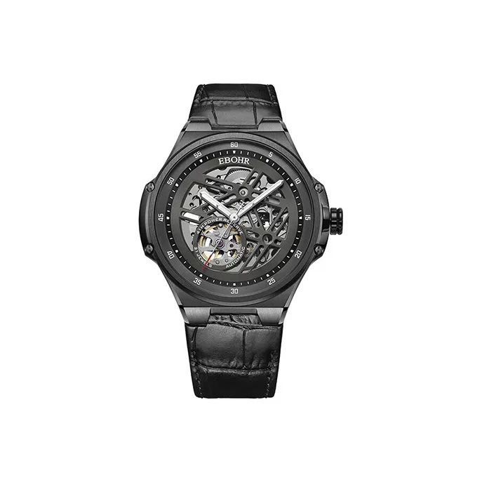 EBOHR Explorer Collection Mechanical Movement Stainless Steel Strap Watch Men's Watches Black Dial 21011216-9