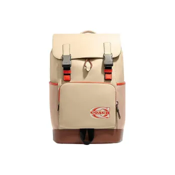 COACH Track Cow Leather With Fabric Backpack Regular Men's Beige Brown