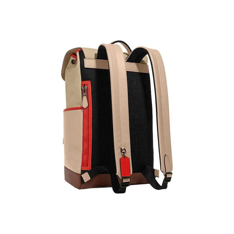 COACH Track Cow Leather With Fabric Backpack Regular Men's Beige Brown-1