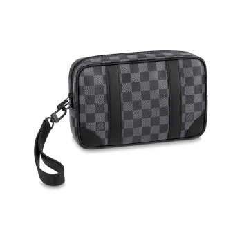 LOUIS VUITTON Graphite Canvas With Leather Clutch Men's Black/Gray