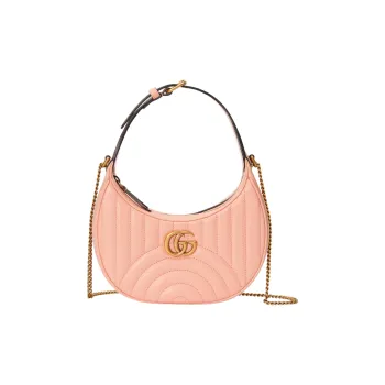 GUCCI GG Marmont Leather Shoulder Bag Women's Pink