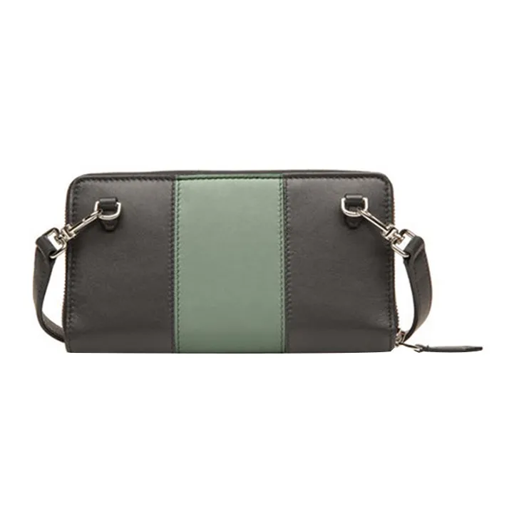 BALLY Cow Leather Card Holder Wallet Small Size Men's Black Green Multicolor-1