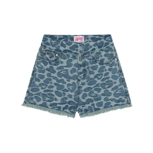 Bape SS23 APEE By A BATHING APE Denim Shorts Women's Blue