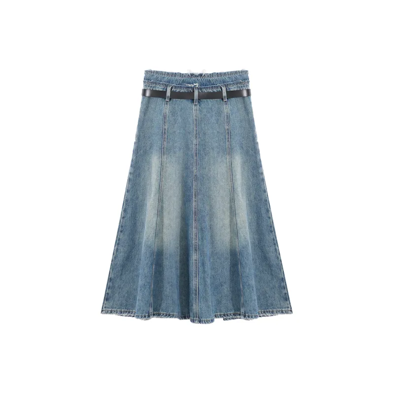 PP Denim Long Skirts Women's Blue-1