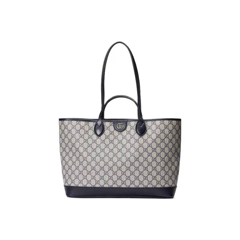 GUCCI GG Marmont Canvas With Leather Tote Bag Shopping Bag Shoulder Bag Handbag Medium Size Women's Beige/Navy-0