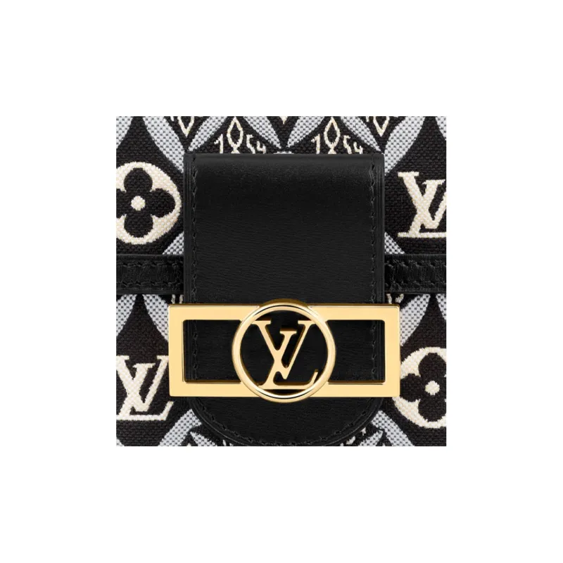 LOUIS VUITTON Dauphine Cow Leather Chain Bag, Crossbody Bag, Shoulder Bag Women's Black White-4