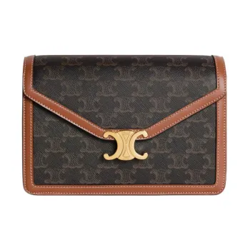 CELINE Triomphe Cow Leather Envelope Bag Shoulder Bag Crossbody Bag Regular Women's Tawny